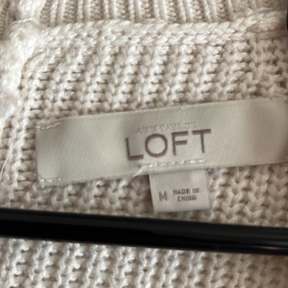 Loft White Knit Sweater size M - Picture 3 of 3